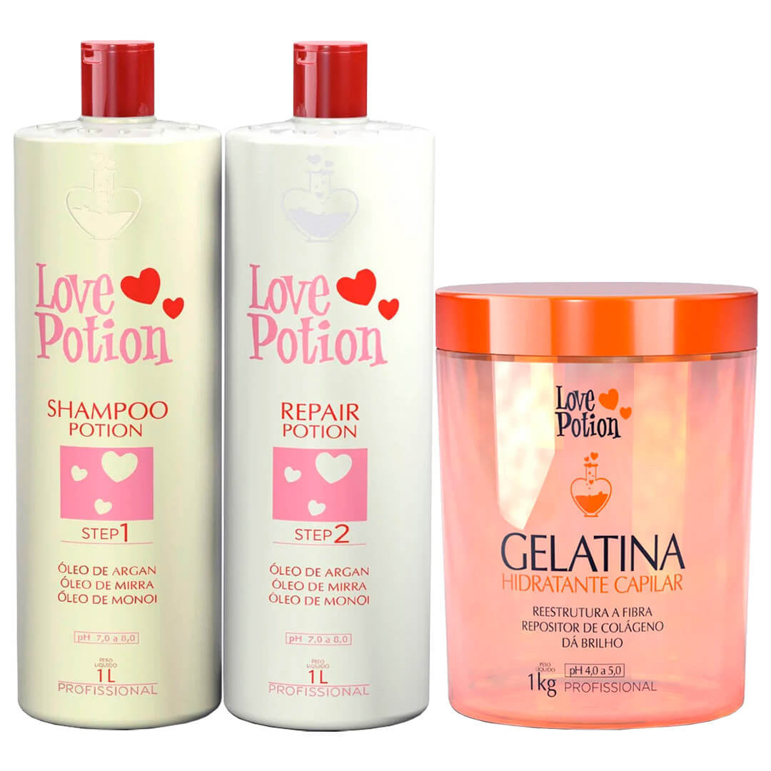 مجموعة لوف بوشن (Love Potion) ليفرد الشعر (إسكوڤا بروجريسيڤا) 2×1 لتر + جيلاتين مرطب 1 كجم