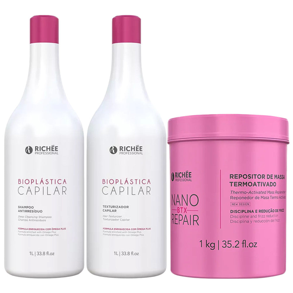 ريشي بيوبلاستيكا بروجريسيف (Richée Bioplástica) 2 × 1 لتر + نانو بوتوكس ريبير (Nanobtx Repair) 1 كجم
